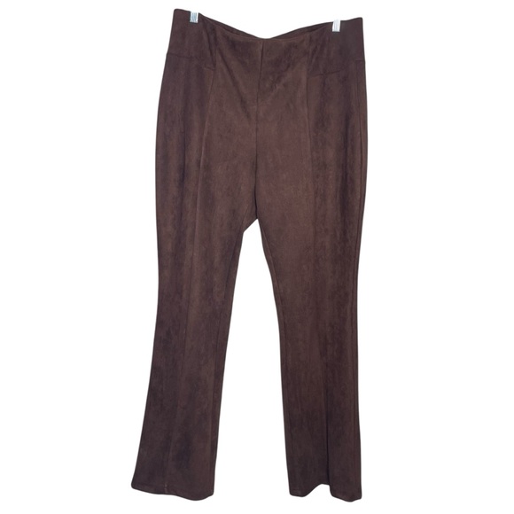 Hope & Harlow Pants - Hope‎ & Harlow Brown Stretchy Suede Boot Leg Pants